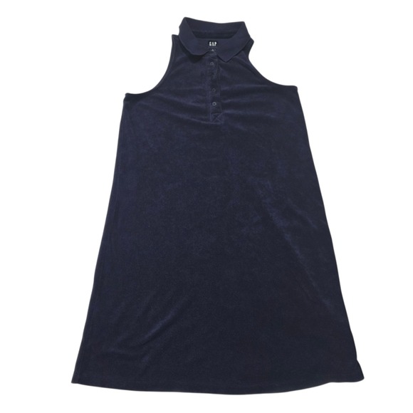 Gap Polo Dress Women S Tall Navy Blue Terry Cloth Sleeveless Mini Shift Swim - Picture 7 of 7